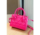 Fashion Valentine's Day Solid PU Leather with Heart Embroidery Decoration Double Handle Zipper Women's Handbag