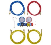 vidaXL Conjunto de manómetro de cuatro vías para aire acondicionado