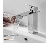 Grifo frío y Caliente de Cascada Negra, inoxidable Maple Basin, Grifo de lavabo Cuadrado