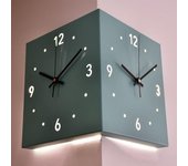 Reloj de pared Corne de doble cara, reloj de pared silencioso de instalación simple en esquina, reloj de pared de esquina luminoso con sensor, reloj de pared de esquina digital cuadrado silencioso, para sala de estar y oficina (blanco)