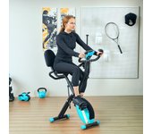 SPORTNOW Bicicleta Estática Plegable con Resistencia Magnética de 8 Niveles Bici Estática Plegable con Respaldo Volante Pantalla LCD Banda de Resistencia Carga 110 kg Verde