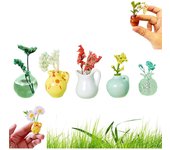 Mini jarrones magnéticos de cerámica para nevera, jarrones magnéticos para aire acondicionado, nevera, casa, plantas naturales, cocina, decoración de oficina (5 unidades