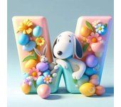 Cute Snoopy With Easter Egg Letters Diamond Painting Art 5d Diy Fantasy Cartoon Dog Alphabet Mosaic Cross Stitch Home Decor Gift