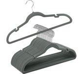 SONGMICS Perchas de Terciopelo, Juego de 30 Piezas, Antideslizantes, Ranuras para Hombros, Barra para Pantalones, Gancho Giratorio 360°, 0,6 cm de Grosor, 43 cm Largo, Blanco/Gris/Negro