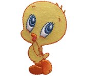 Parches Ropa Warner Bros – Parche Bordado Ropa – Animales – (licencia oficial) – Bebé – Baby Looney Tunes – Tweety  – Canario Piolín & Tímido & Coqueto – Tiernos – 4,4 x 7,0 cm. – Moda The Happy Patch