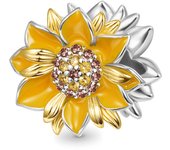 New 925 Sterling Silvering Flower Bees Sunflower Charm of ley 925 Chain Beaded Fit Original Pandora Bracelet DIY Ladies Jewelry
