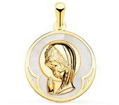 Inmaculada Romero Virgen Niña Medalla Oro 18k Comunión 15 Mm Blanco