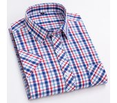 New 100% Pure Cotton Man' Shirt Spring Summer Short Sleeve Plaid Cool Checkered Shirts Men Business Casual with Pocket Leisure