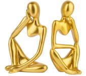 Modern Thinker Resin Statues,  2 Pieces Abstract Thinker Statue, Resin Thinker Abstract Sculpture, Gold Sculpture Thinker Ornaments, Home Decor, Statue Decoration for Home Office