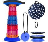 Taburete telescópico de 52 cm con cojín, Taburete portátil para Acampar, Capacidad más Resistente de 250 kg, Taburete Plegable retráctil Ligero Ajustable para jardín, Pesca, Senderismo