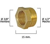 Wolfpack Reducción Hexagonal Pulida 1/2" Macho X 3/8" Hembra - Metal - Conjunto de Artículos Sanitarios