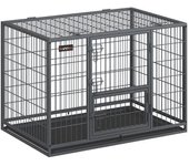 Jaula Pesada para Perros, para Perros Medianos y Grandes, Antiescape, Doble Puerta Extraíble, Parque de Perros, Gris, 107x70x75 cm