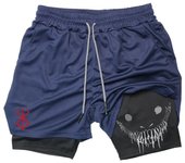 Anime Baki Hanma Gym Shorts Men Women Fitness Manga Print 2 in 1 Sports Performance Shorts Workout Quick Dry Mesh Short Pants
