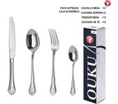 Mr.Spoon Serie Hielo Juego de 24 a 48 piezas cubiertos, Acero inox 18/10 ,Alta calidad y acabado.Incluye cuchillo de carne o mesa,tenedor,cuchara y cucharilla. Diseño moderno y elegante, apto para lavavajillas. Empaque ecológico o caja simple