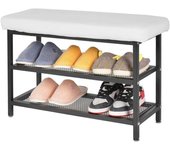 Banco Zapatero, Zapatero con Cojín De Asiento, para Sala De Estar, Entrada, Sala De Estar, Banco Zapatero Soporta hasta 100kg, Zapatero De 2 Niveles, Cueros Banco para 6 Pares De Zapatos
