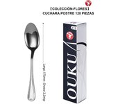 Mr.Spoon Serie Flores Cucharas de 12, 48 o 120 piezas,Acero inoxidable 18/0,Plateado,Económico y funcional,Cuchara de sopera largo 200mm,Cuchara de postre 175mm,Mango monobloque,Apto para lavavajillas,Empaque ecológico,Ideal para casa,hotel,restaurante