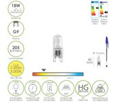 Bombilla halogena g-9. 18 w. 205 lumenes. luz cálida (3.000º k)