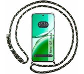 Tumundosmartphone Funda Colgante Transparente para Oppo Reno 12F 4G / 12 F 5G con Cordon Verde / Dorado