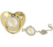Chupete de Bebe portáthil Exquisito Gold Crown Paper rhinestone Chupete with clip de Cadena