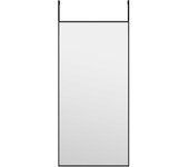 Espejo de Puerta Cristal y Aluminio Negro 30x60 cm, Espejo de maquillaje