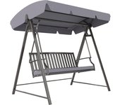 Outsunny Columpio de Jardín Exterior de 3 Plazas Balancín de Jardín Exterior con Toldo Ajustable Cojín y Estructura de Acero Carga 360 kg 205x133x181 cm Gris