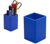 COLORLINE - Cubilete Porta Lápices Cuadrado en Silicona Ultra Suave. Azul Oscuro