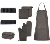 vidaXL Set de Paños Manoplas Horno Agarradores Toallas 15 pzas Algodón Color Negro,  Gris, y mas