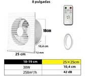 220V 4/ 6/ 8 Inch Remote Control Window Wall Exhaust Fan for Bathroom Toilet Kitchen Air Ventilation with Timing Function