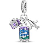 Silver Color Travel and Vacation Series-Three-piece Wave Pendant Fit Pandora Bracelet DIY Charm For Women Jewelry Fashion Gift