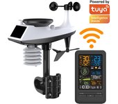 Estación meteorológica inteligente Tuya Home, Monitor Digital de temperatura y humedad, Wifi, dirección de la velocidad del viento, indicador de luz de lluvia, calidad del aire