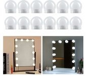 ZP Luz De Espejo 12 Bombillas De Hollywood, Lámpara De Maquillaje Usb With Interceptor Y Cable (Ajustable), 3 Colores Y 10 Brillos, Adhesivo De Luz De Noche Led Para Espejo