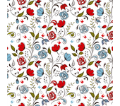 Papel Pintado Floral Rojo Fondo Blanco