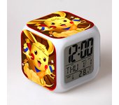 Reloj despertador Pokemon Pikachu, regalos para niños, regalos para estudiantes, reloj despertador colorido que cambia de Color, reloj cuadrado