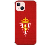 Funda original compatible con Iphone 14con diseño de Sporting escudo bordado sobre rojo