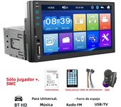 HIPPBQCC 7 Inch Car Radio 1 Din MP5 Mirror Link Multimedia Player Touch Screen FM USB Bluetooth Aux Input ISO Power Auto Radio