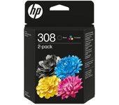 Pack cartuchos tinta hp 308 negra - tricolor