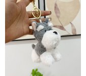Cute Puppy Plush Keychain For Bag Pendant Accessories Kawaii Schnauzer Dog Keyrings Cartoon Stuffed Animal Doll