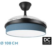 FABRILAMP Ventilador DC Moda 72W Negro/Azul 108D 3Aspas 7200lm 3000K-4000K-6000K