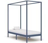 Cama con dosel sin colchón madera maciza gris 100x200 cm