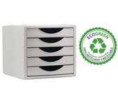 MÓDULO ECOGREEN 5 CAJONES BLANCO 100% RECICLADO Y RECICLABLE DIN A4 FOLIO Y SUBCARPETA MEDIDAS: 340X270X260 MM CARCASA GRIS Y CAJONES BLANCO ARCHIVO 2000 4005 BL PS