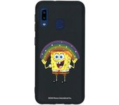 Funda original compatible con Samsung Galaxy A20E Negro con un diseño de Bob Esponja Arco Iris