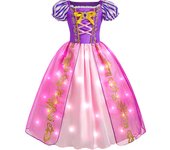 Rapunzal Dress Girls LED Lights Up Dress Kids Princess Dresses Rapunzal Cosplays Costumes Carnival Children Clothing