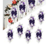 Guirnalda navideña preiluminada inalámbrica de 24 pulgadas, 6 guirnaldas navideñas artificiales con forma de lágrima, guirnalda navideña preiluminada con luces, nuevas decoraciones navideñas de 2024 para escaleras, decoración del hogar, porche y escaleras