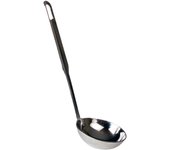 Tradineur - Cazo para servir salsas de acero inoxidable 20 cm, cucharón, cacillo de cocina con agujero para colgar, apto para lavavajillas
