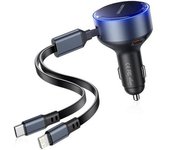 Cargador de Coche Vention FFOB0/ 1xUSB Tipo-C Macho/ 1xUSB Tipo-C hembra/ 1xLightning Macho/ 30W