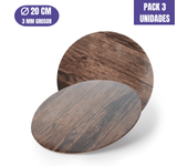 Base Para Tarta Redonda De 20 X 0,3 Cm - Madera Oscura [3 Uds]
