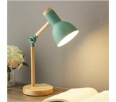 Lámpara de Mesita de Noche, Modern lámpara de escritorio de Madera con Pantalla de metal, lámpara de Mesita de noche ajustable para Oficina, estudio, dormitorio, Niños, interruptor de encendido/apagado, Rosa