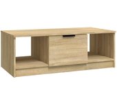vidaXL Mesa de centro madera de ingeniería 102x50x36 cm Roble ahumado, Blanco, Negro Mesita de Salón o Comedor o Auxiliar Mesa de Café Meuble Salón