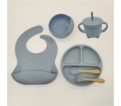 Vajilla De Silicona De 6-8 Piezas Para Bebé Juego De Baberos Con Ventosa Tazón Cuchara Tenedor Taza De Alimentación Plato Dividido Platos Infantiles Vajilla Para Niños Suministros Para Madres Y Bebés