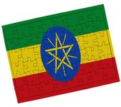 MERCHANDMANIA PUZZLE PEQUEÑO TAMAÑO APROX. A5 DE 48 PIEZAS CON MARCO bandera etiopia pais gobierno etíope rompecabezas puzle para adulto